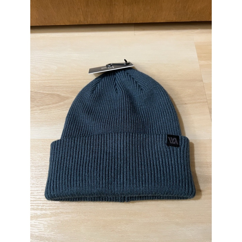 VRST Beanie Adult One Size Blue Jeweled Teal Ribbed Cuffed Knit Hat Roll Top NEW